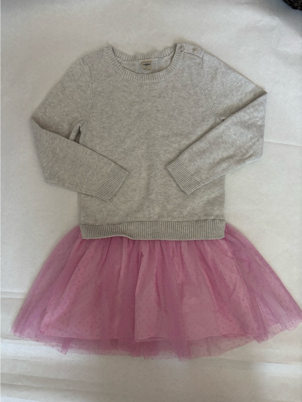 OshKosh B’gosh Girls Sweater Dress with Tulle Skirt in Pink & Gray size 7